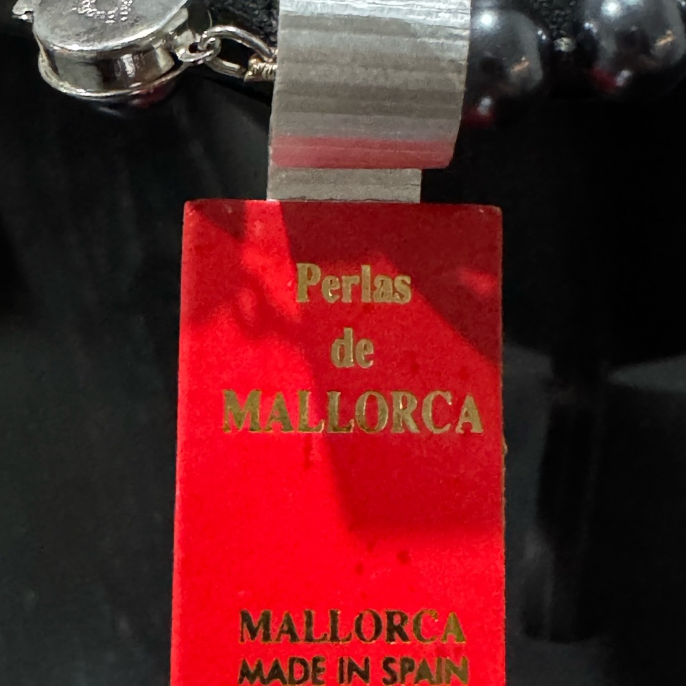 Vintage Black Pearl Necklace Strand Perlas De Mallorca Spain Elegant - Picture 6 of 7